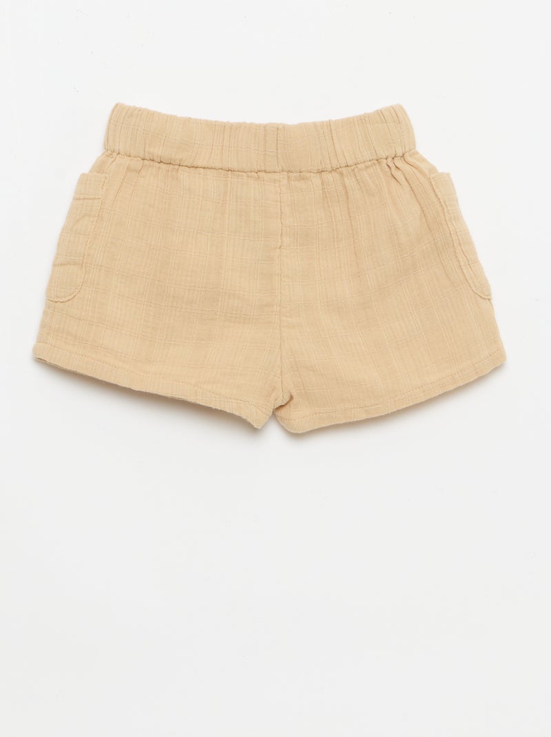 Pantalón corto de algodón con 2 bolsillos de parche Beige - Kiabi