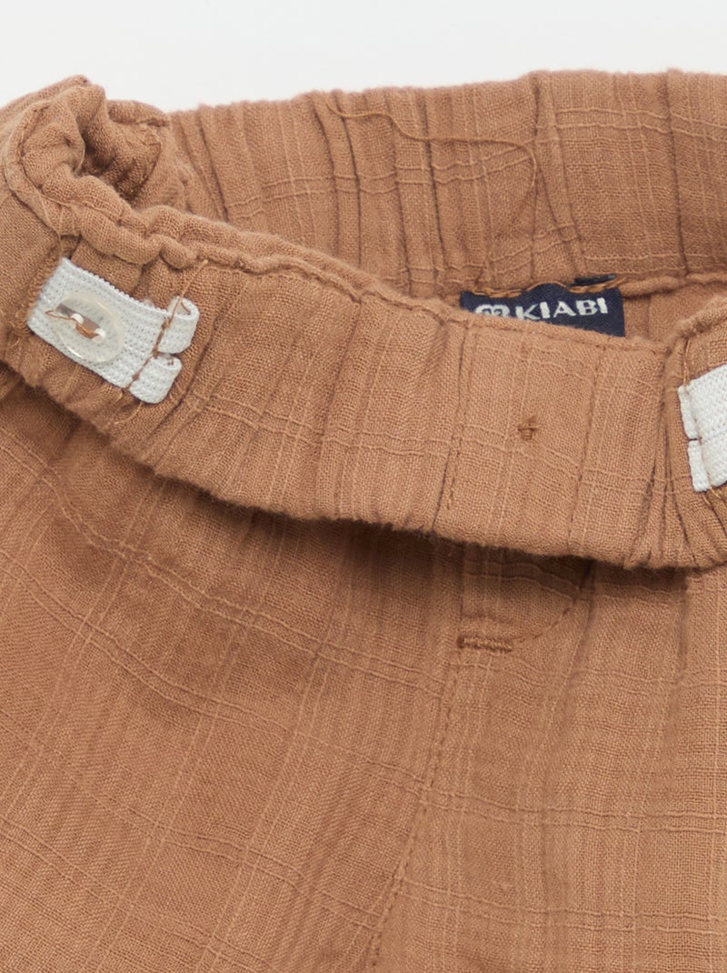 Pantalón corto de algodón con 2 bolsillos de parche Marron - Kiabi