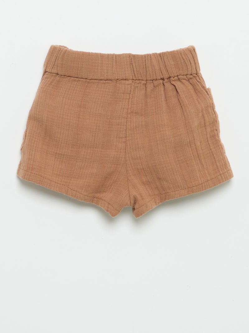 Pantalón corto de algodón con 2 bolsillos de parche Marron - Kiabi