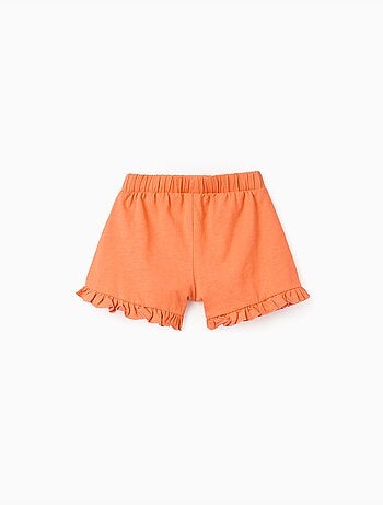 Pantalón corto de algodón con cintura elástica y con volantes