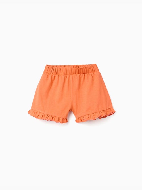 Pantalón corto de algodón con cintura elástica y con volantes - Kiabi Pantalón corto de algodón con cintura elástica y con volantes - Kiabi