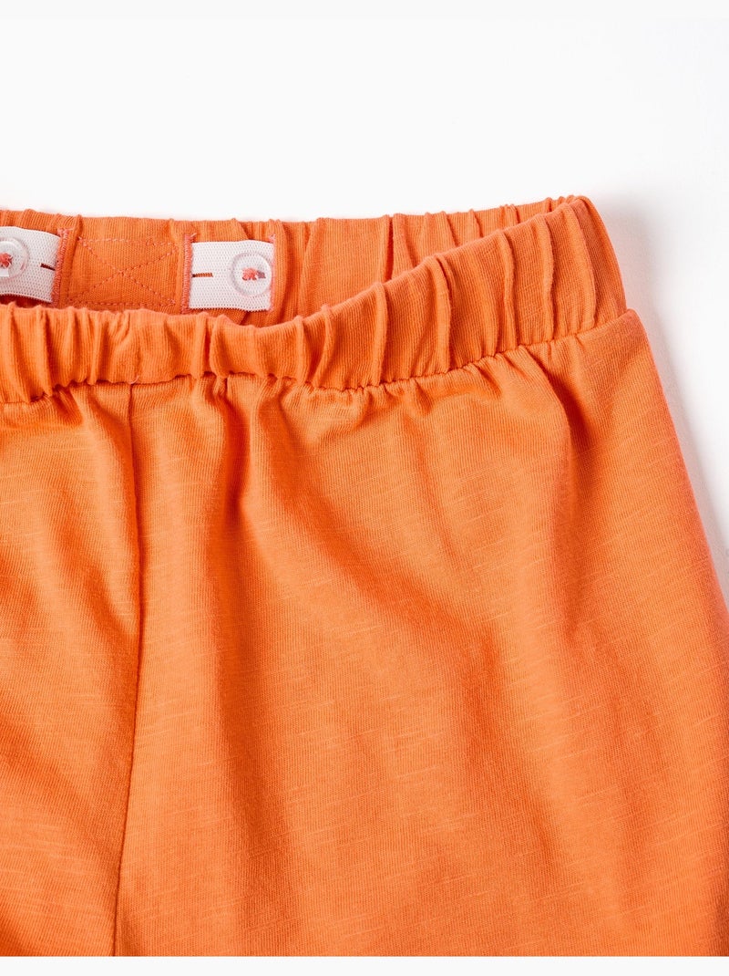 Pantalón corto de algodón con cintura elástica y con volantes Negro Naranja - Kiabi