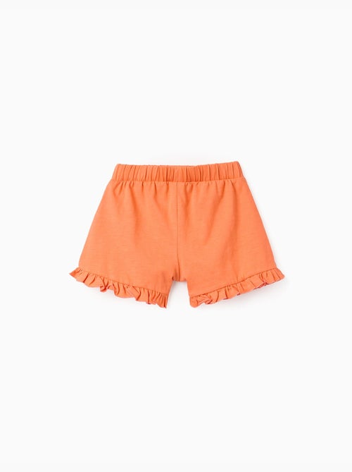 Pantalón corto de algodón con cintura elástica y con volantes - Kiabi Pantalón corto de algodón con cintura elástica y con volantes - Kiabi