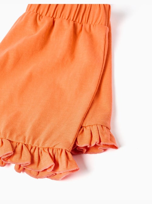 Pantalón corto de algodón con cintura elástica y con volantes - Kiabi Pantalón corto de algodón con cintura elástica y con volantes - Kiabi