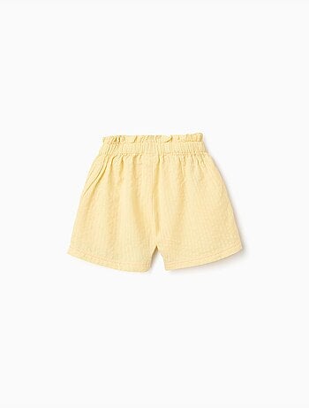 Pantalón corto de algodón con cintura paperbag y bordado