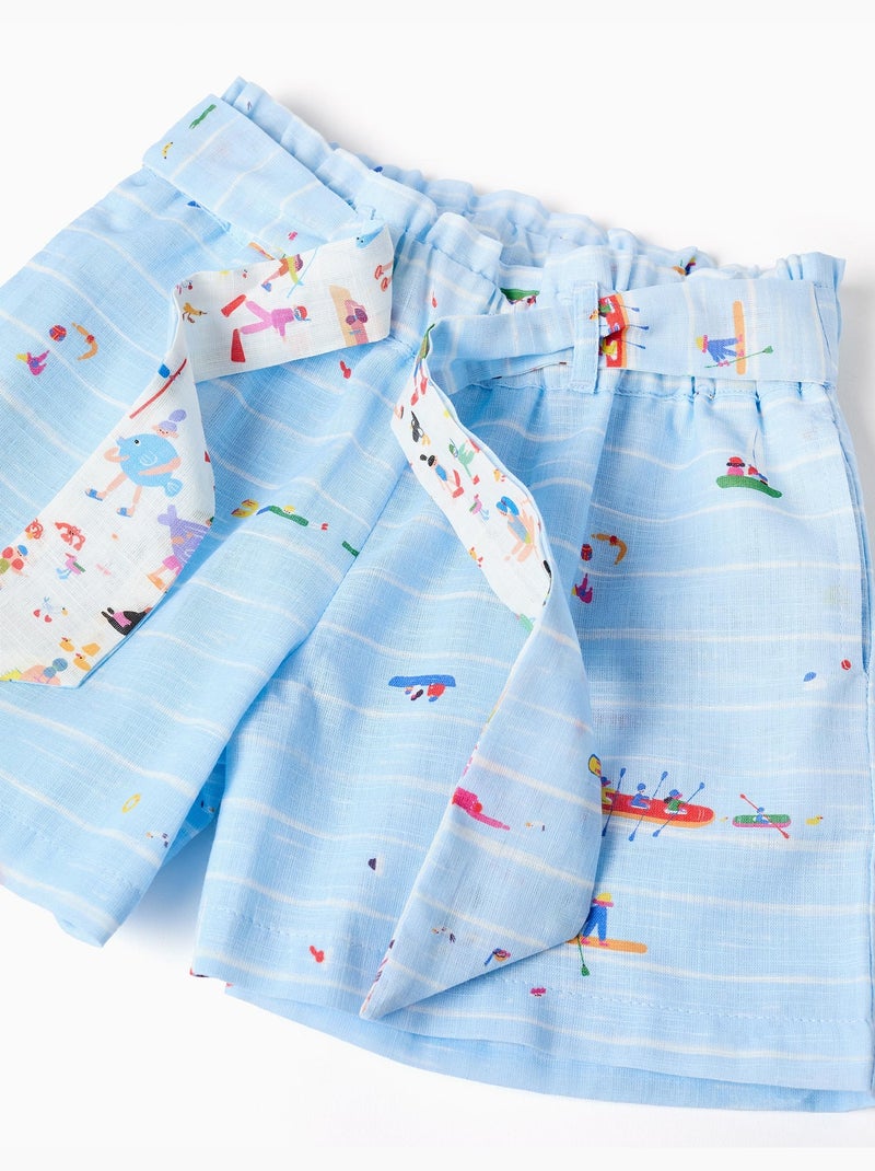 Pantalón corto de algodón con estampado Carolina Celas x Zippy Azul claro - Kiabi