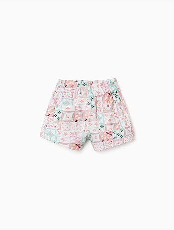 Pantalón corto de algodón con estampado de azulejos