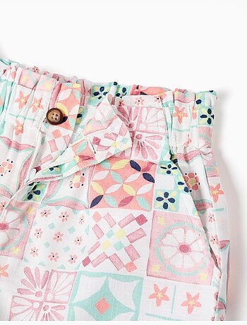 Pantalón corto de algodón con estampado de azulejos