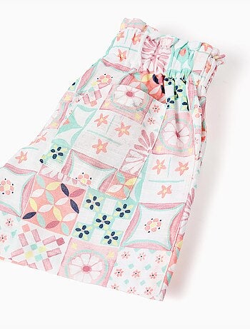 Pantalón corto de algodón con estampado de azulejos