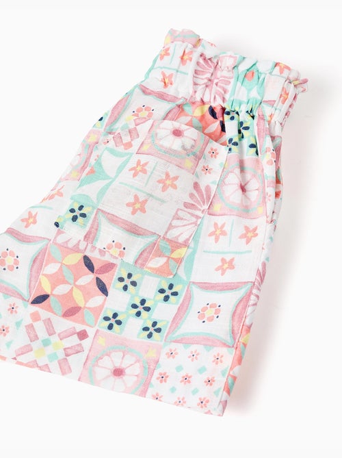 Pantalón corto de algodón con estampado de azulejos - Kiabi