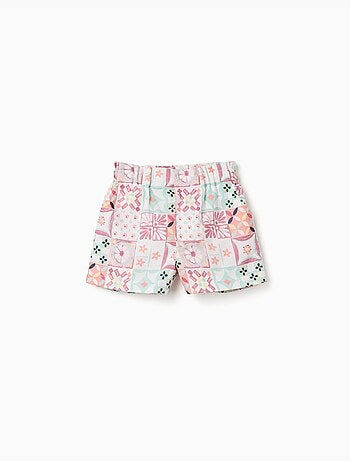 Pantalón corto de algodón con estampado de azulejos