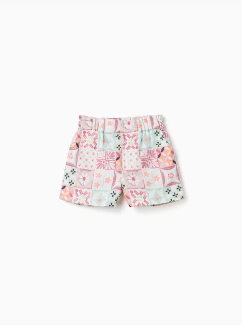 Pantalón corto de algodón con estampado de azulejos - Kiabi