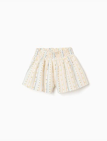 Pantalón corto de algodón con estampado floral y cintura elástica