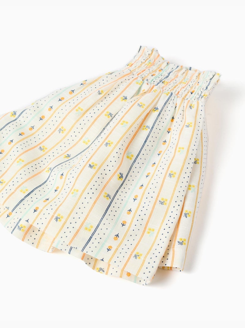Pantalón corto de algodón con estampado floral y cintura elástica Beige claro - Kiabi