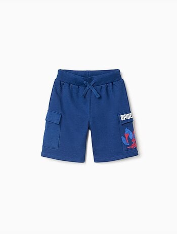 Pantalón corto de algodón con estampado Spider-Man y bolsillos cargo
