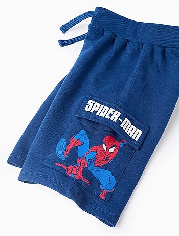Pantalón corto de algodón con estampado Spider-Man y bolsillos cargo