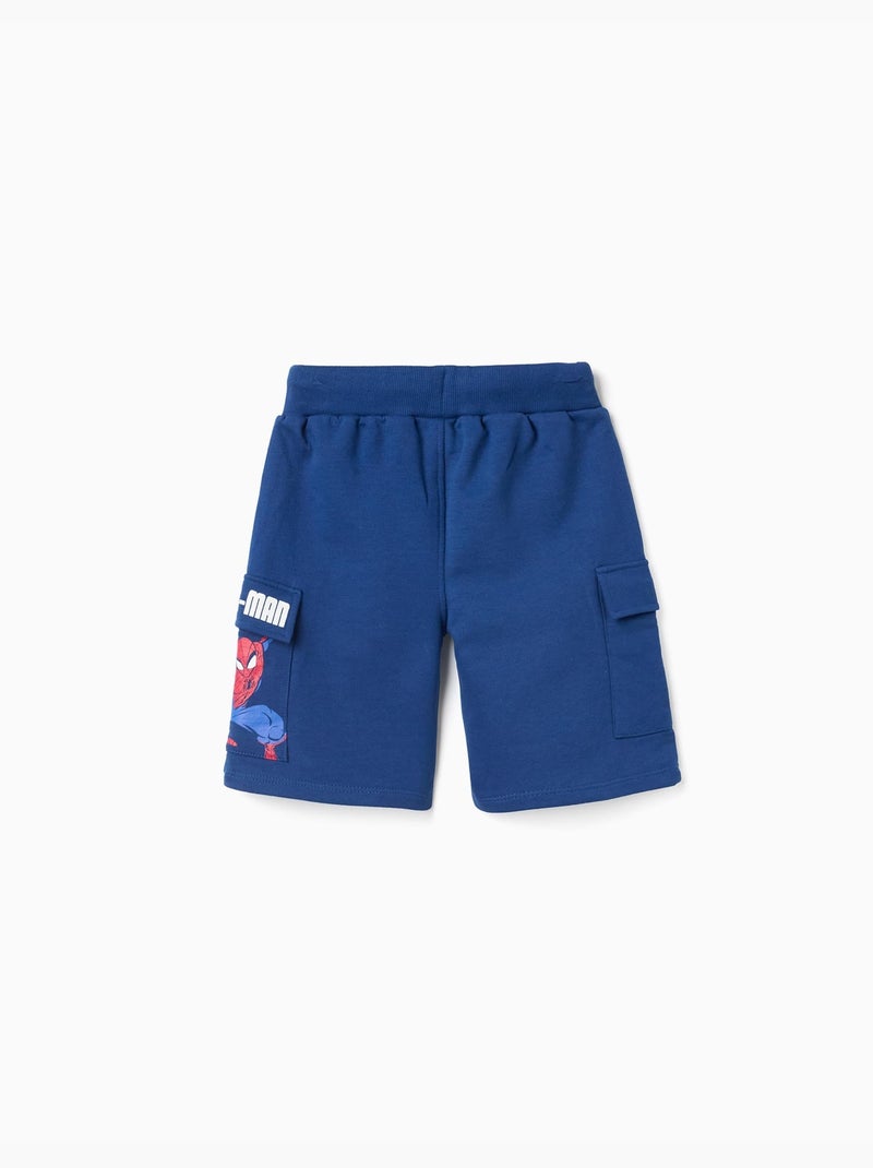 Pantalón corto de algodón con estampado Spider-Man y bolsillos cargo Azul oscuro - Kiabi