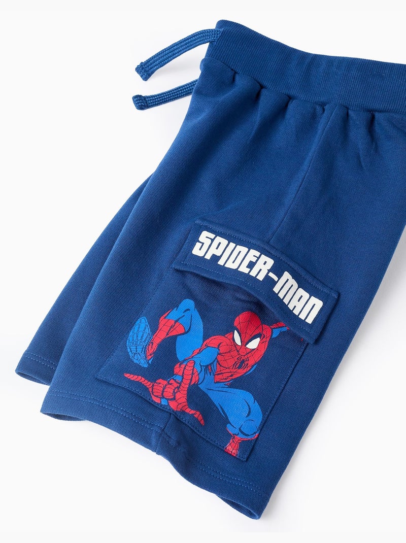 Pantalón corto de algodón con estampado Spider-Man y bolsillos cargo Azul oscuro - Kiabi