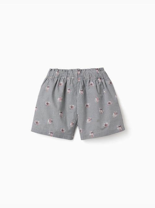 Pantalón corto de algodón con estampado Vichy y flores - Kiabi Pantalón corto de algodón con estampado Vichy y flores - Kiabi