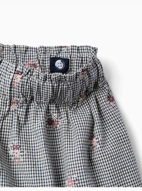 Pantalón corto de algodón con estampado Vichy y flores - Kiabi Pantalón corto de algodón con estampado Vichy y flores - Kiabi