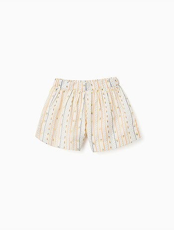 Pantalón corto de algodón con flores y cintura elástica