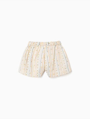 Pantalón corto de algodón con flores y cintura elástica