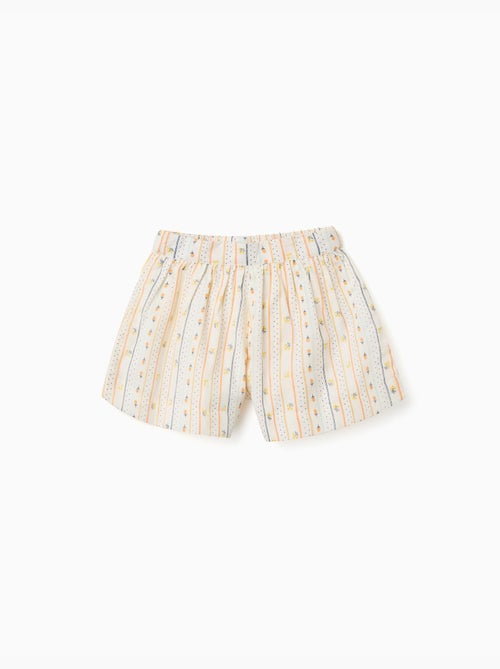 Pantalón corto de algodón con flores y cintura elástica - Kiabi Pantalón corto de algodón con flores y cintura elástica - Kiabi