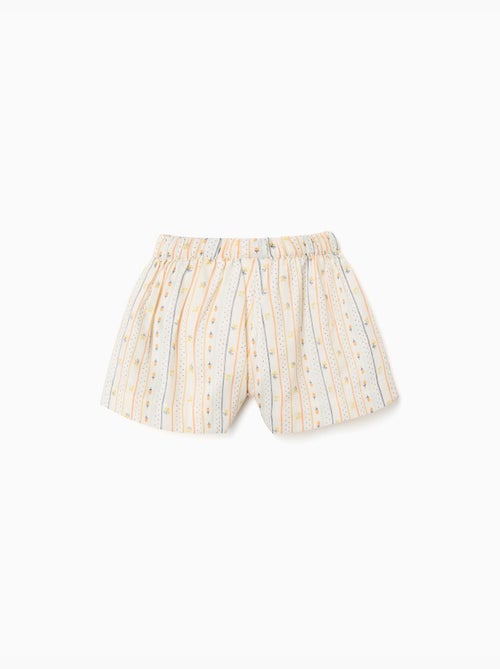 Pantalón corto de algodón con flores y cintura elástica - Kiabi Pantalón corto de algodón con flores y cintura elástica - Kiabi
