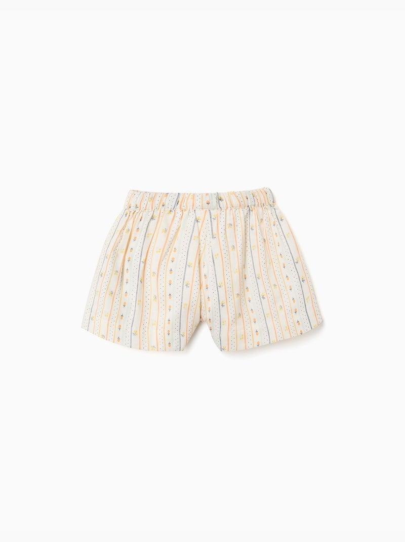 Pantalón corto de algodón con flores y cintura elástica Beige claro - Kiabi