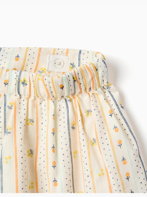 Pantalón corto de algodón con flores y cintura elástica - Kiabi Pantalón corto de algodón con flores y cintura elástica - Kiabi