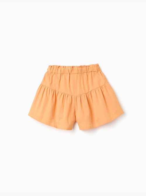 Pantalón corto de algodón con forro y cintura paperbag - Kiabi