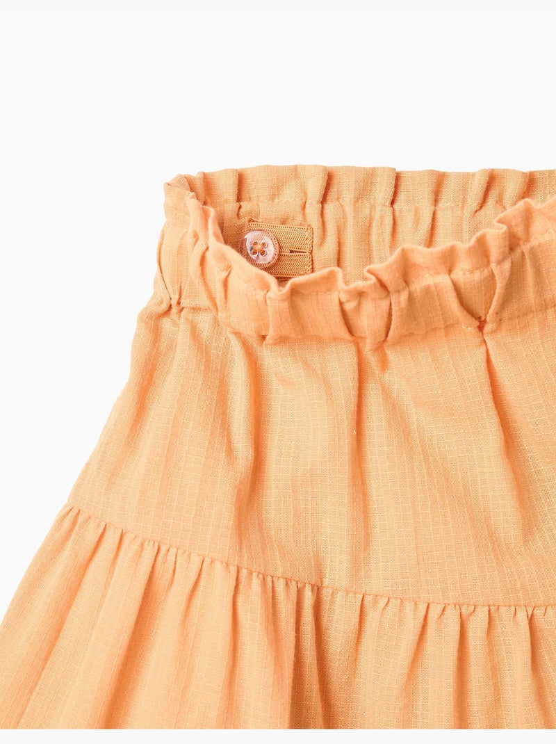 Pantalón corto de algodón con forro y cintura paperbag Amarillo oscuro - Kiabi