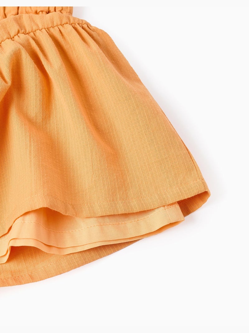 Pantalón corto de algodón con forro y cintura paperbag Amarillo oscuro - Kiabi