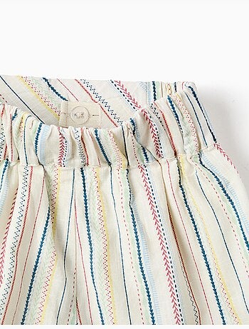 Pantalón corto de algodón con rayas étnicas B&S