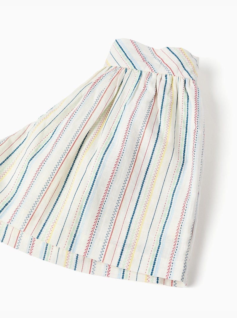 Pantalón corto de algodón con rayas étnicas B&S Blanco - Kiabi