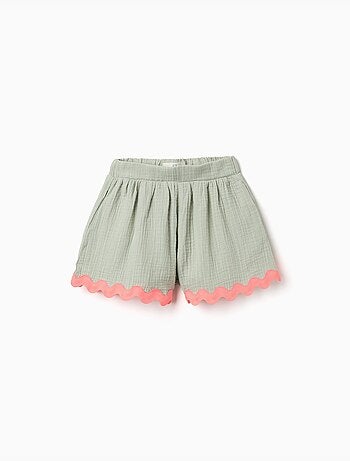 Pantalón corto de algodón con ribete de ric rac