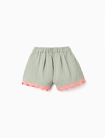 Pantalón corto de algodón con ribete de ric rac