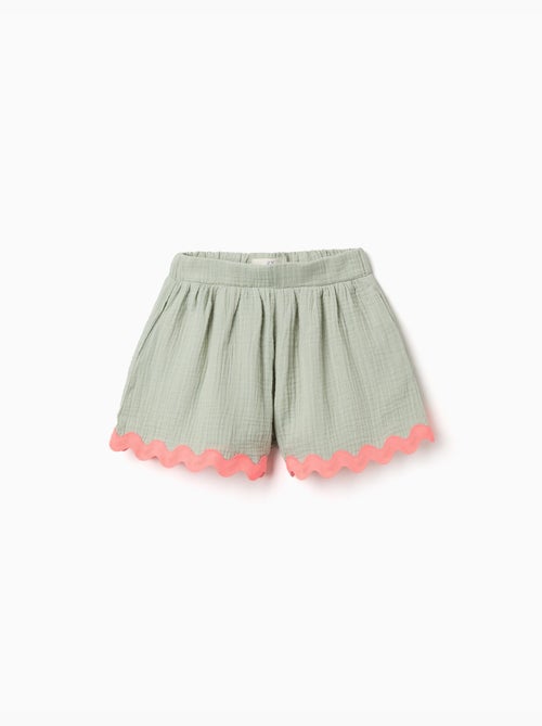Pantalón corto de algodón con ribete de ric rac - Kiabi Pantalón corto de algodón con ribete de ric rac - Kiabi