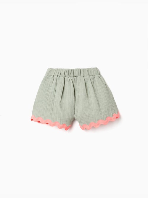 Pantalón corto de algodón con ribete de ric rac - Kiabi Pantalón corto de algodón con ribete de ric rac - Kiabi