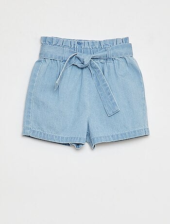 Pantalón corto de algodón efecto denim