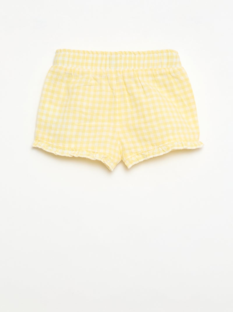 Pantalón corto de algodón tejido en algodón y lino Amarillo - Kiabi
