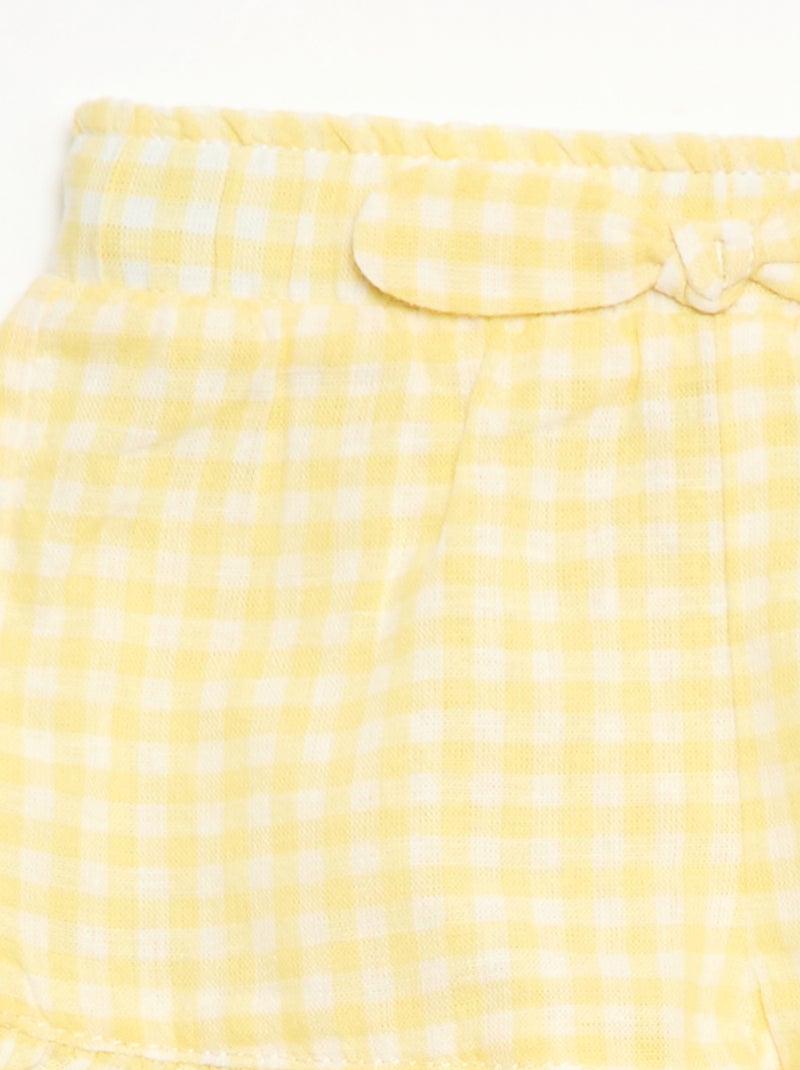 Pantalón corto de algodón tejido en algodón y lino Amarillo - Kiabi