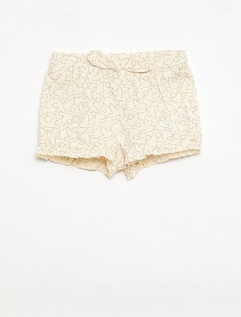 Pantalón corto de algodón tejido en algodón y lino