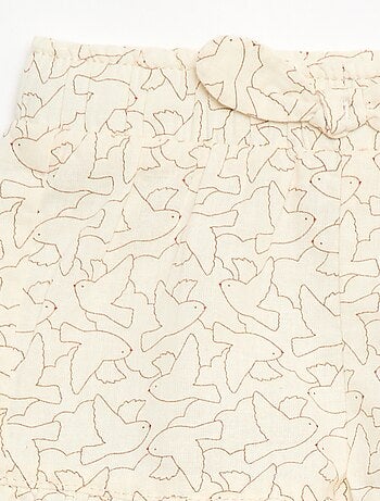 Pantalón corto de algodón tejido en algodón y lino