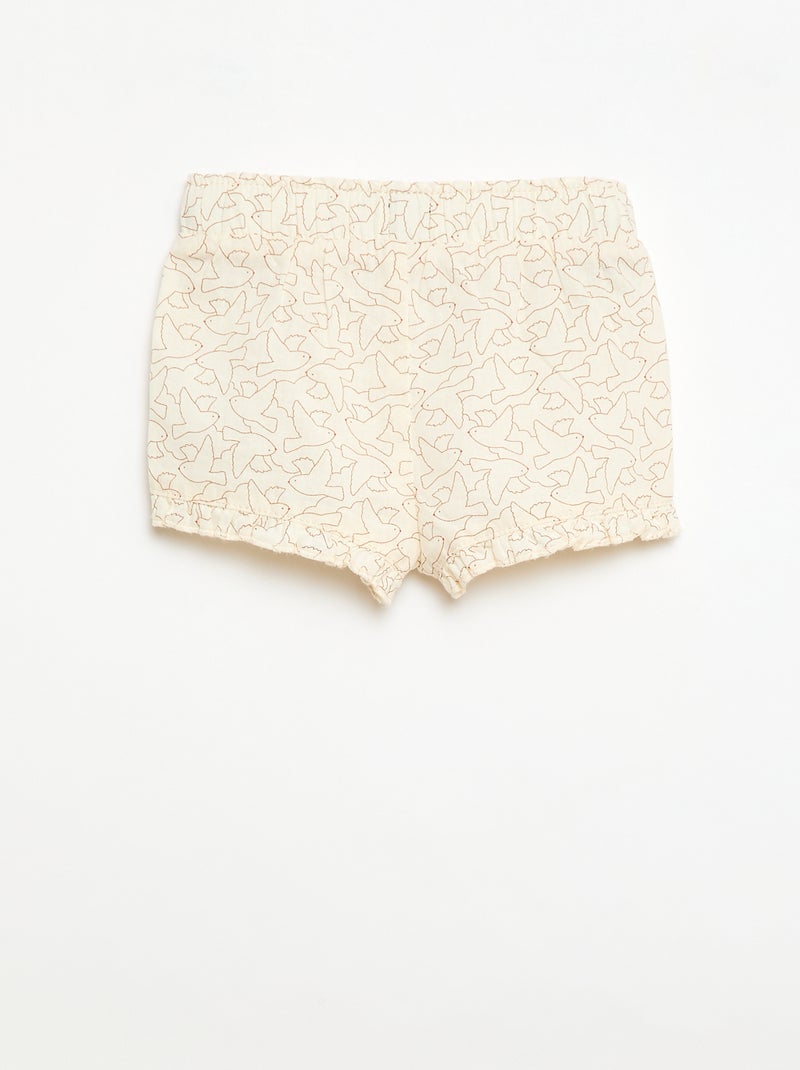 Pantalón corto de algodón tejido en algodón y lino Blanco - Kiabi