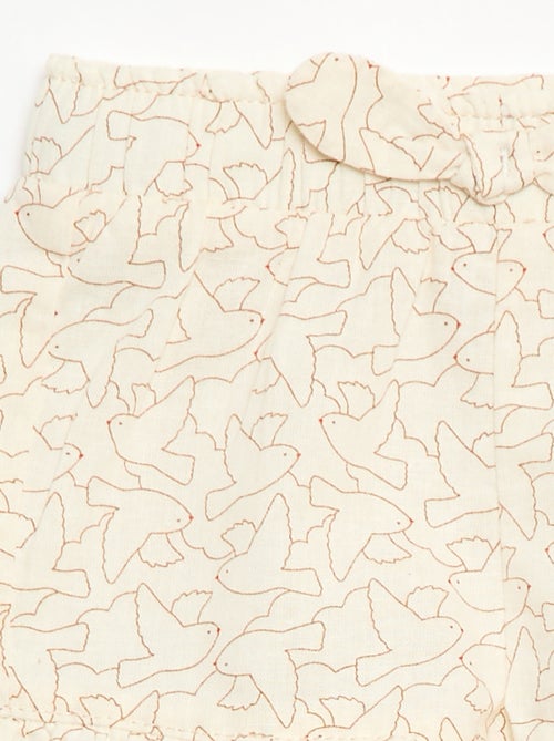 Pantalón corto de algodón tejido en algodón y lino - Kiabi