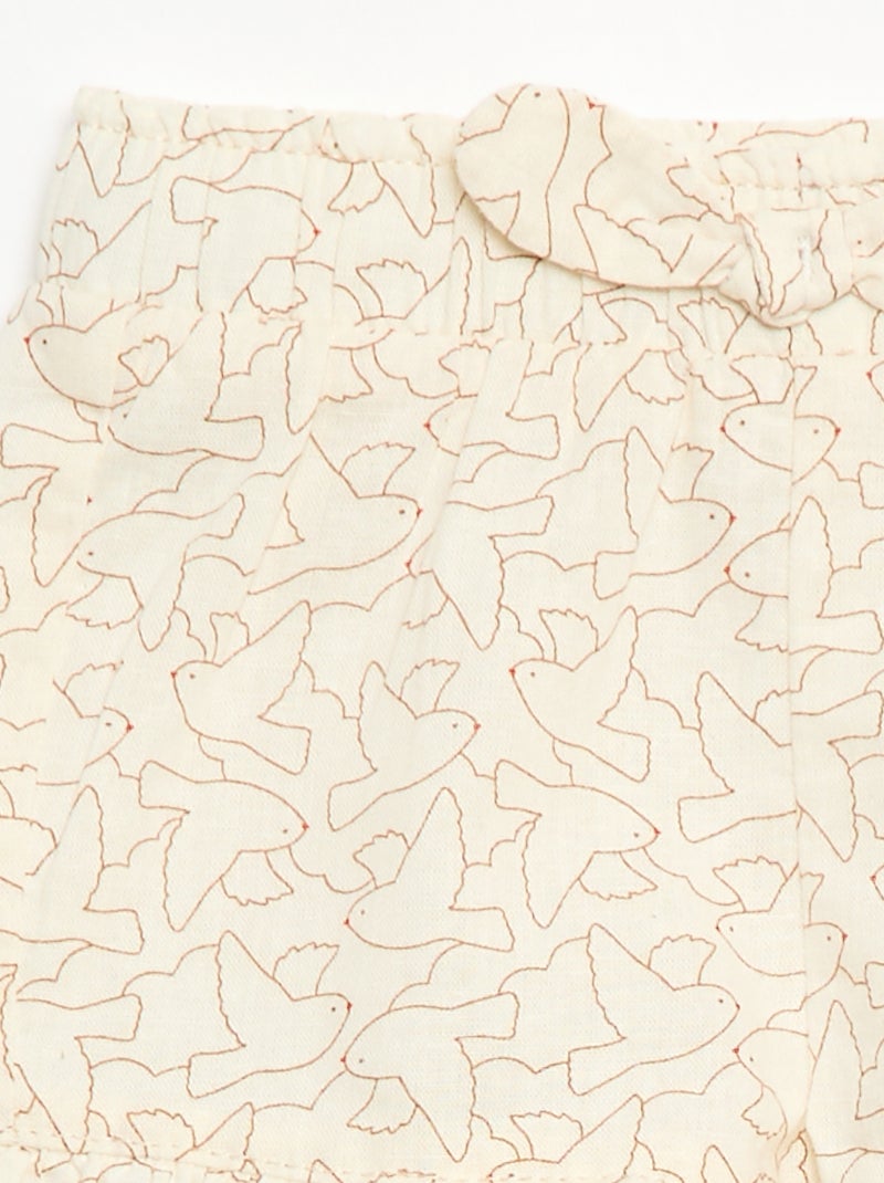 Pantalón corto de algodón tejido en algodón y lino Blanco - Kiabi