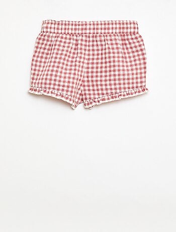 Pantalón corto de algodón tejido en algodón y lino