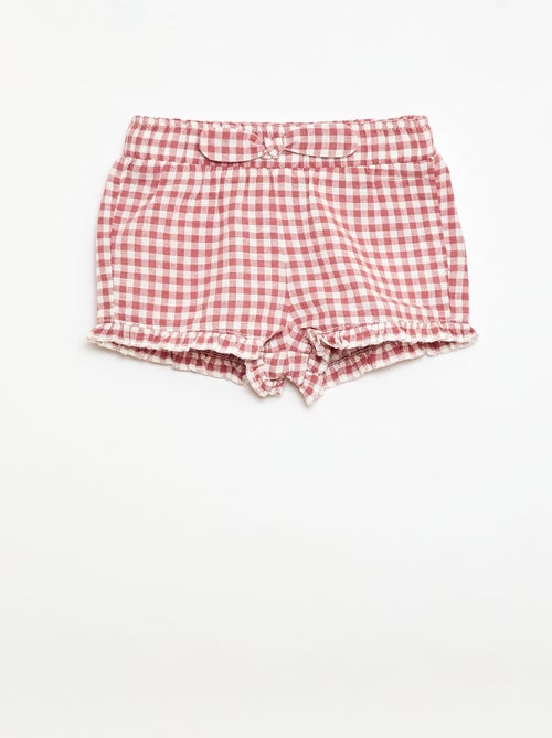 Pantalón corto de algodón tejido en algodón y lino - Kiabi