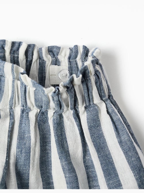 Pantalón corto de algodón y lino a rayas con cinturón You&Me - Kiabi